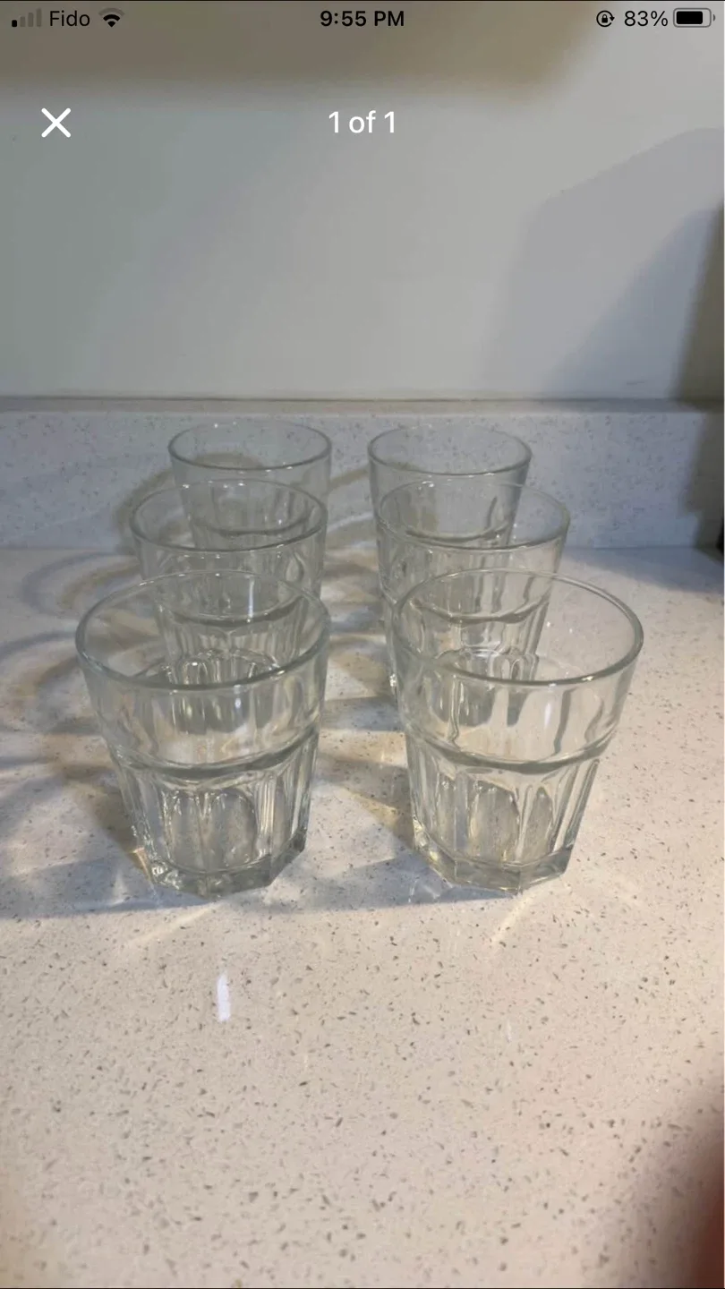 Set of 6 Clear Drinking Glasses thumbnail