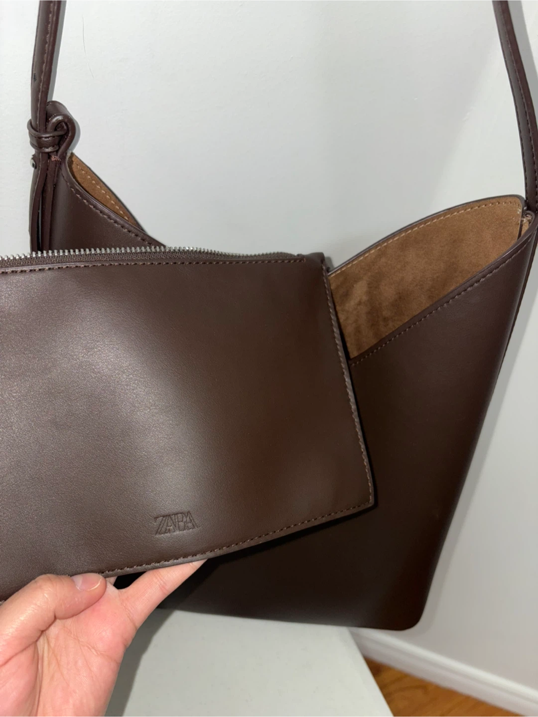Zara Brown Tote Bag with Pouch - photo 4