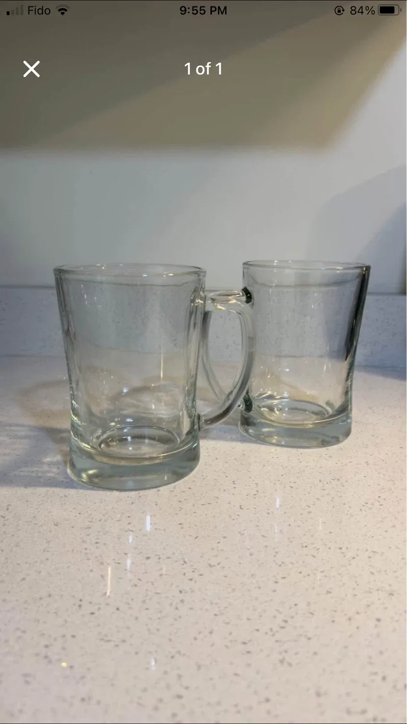Two Clear Glass Beer Mugs thumbnail