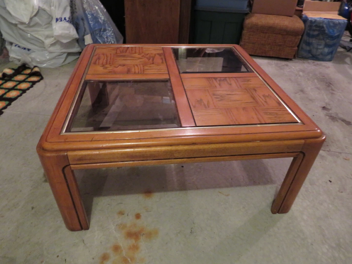 Vintage Wood & Glass Coffee Table