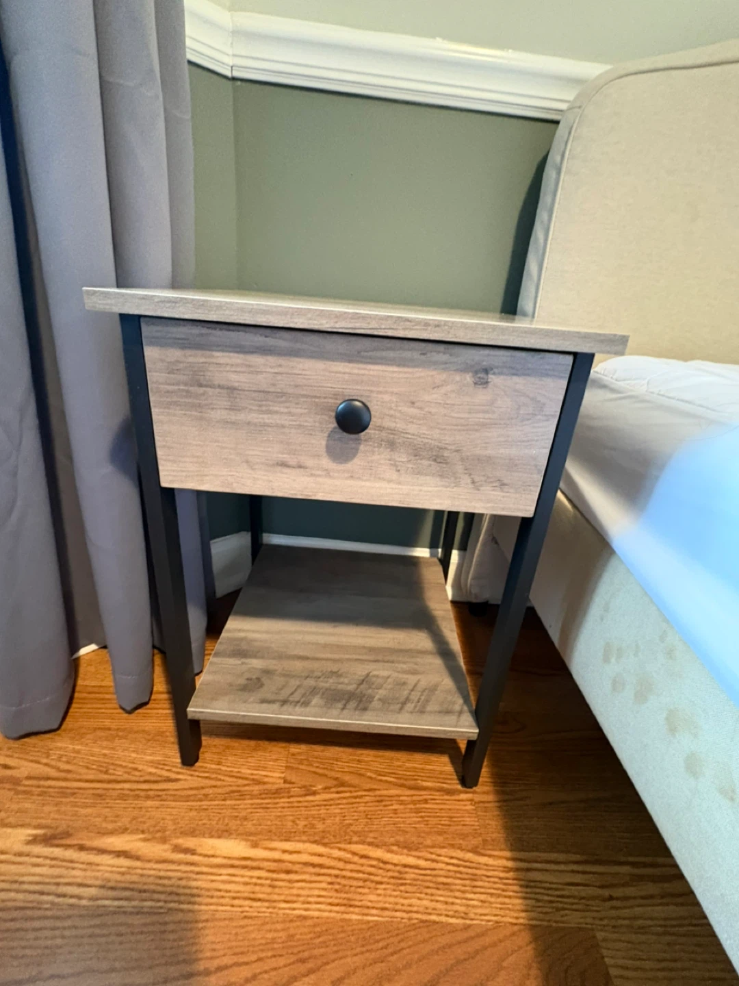 Wood & Metal Nightstand with Drawer