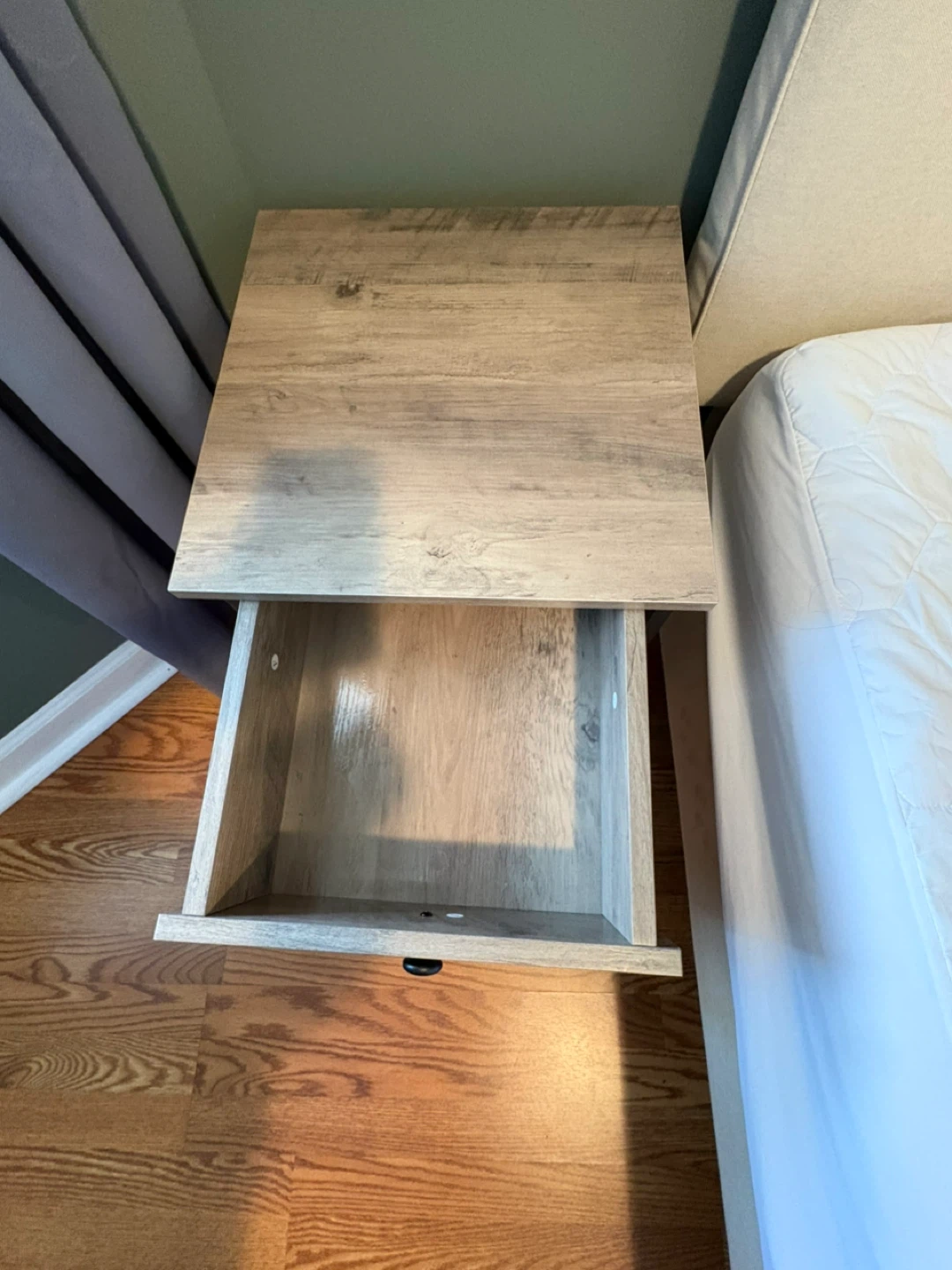 Wood & Metal Nightstand with Drawer - photo 2