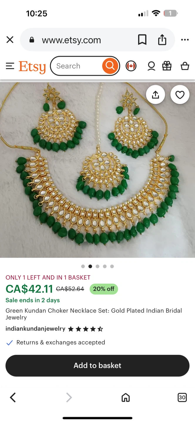 Green Kundan Choker Necklace Set - photo 2