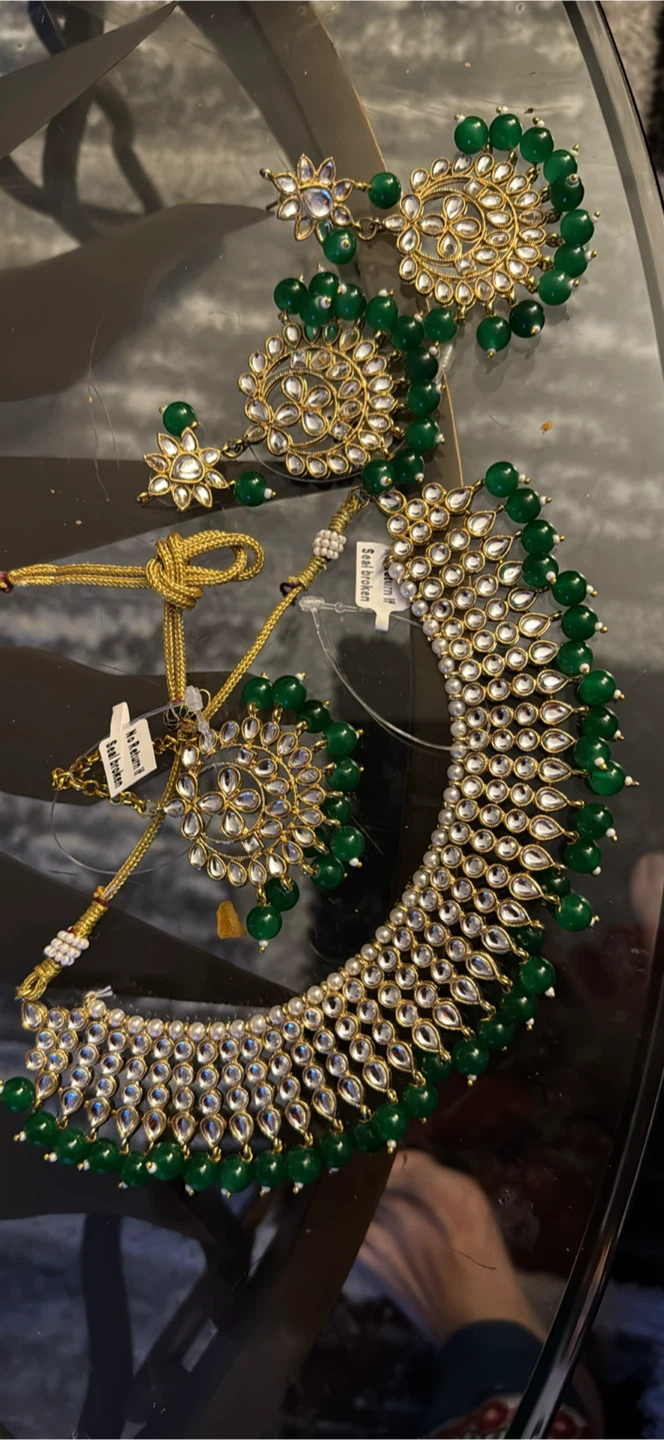 Green Kundan Choker Necklace Set - photo 4