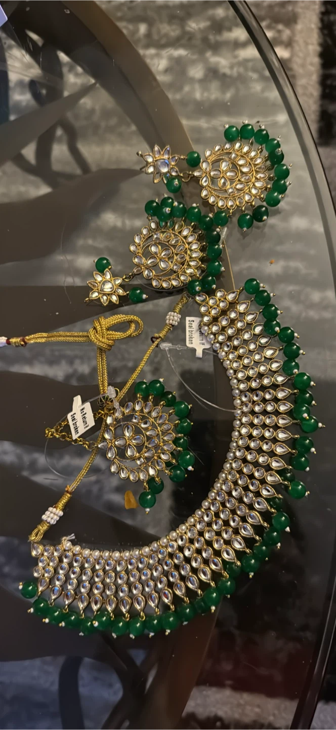 Green Kundan Choker Necklace Set - photo 3
