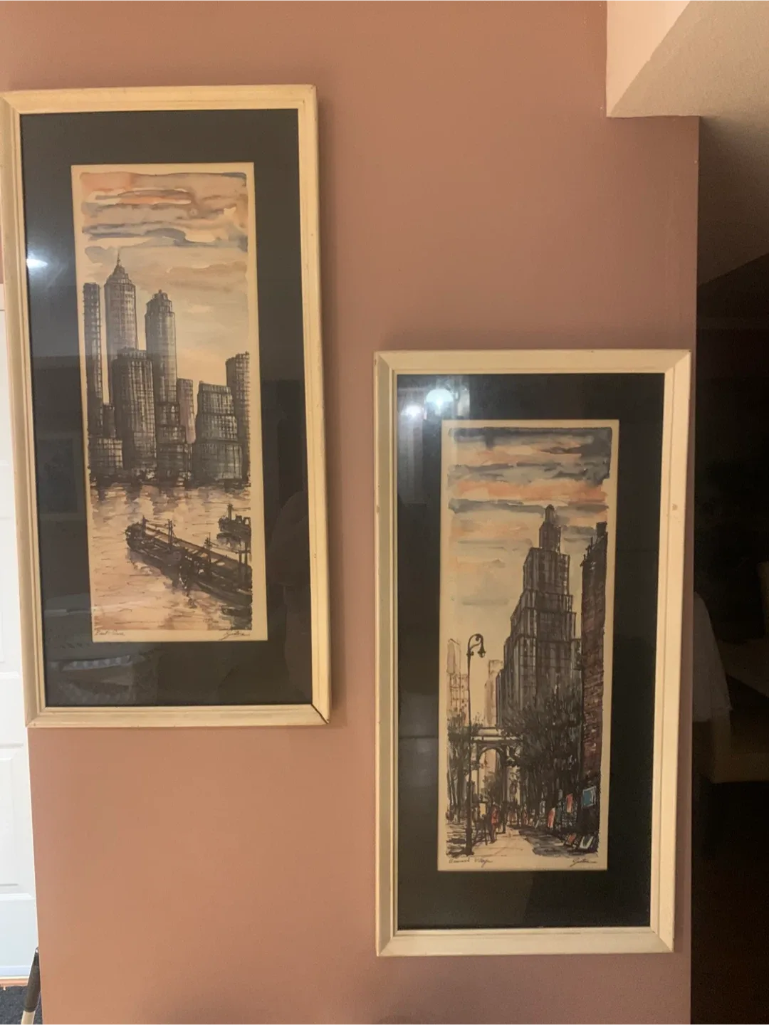 Framed Cityscape Watercolor Art