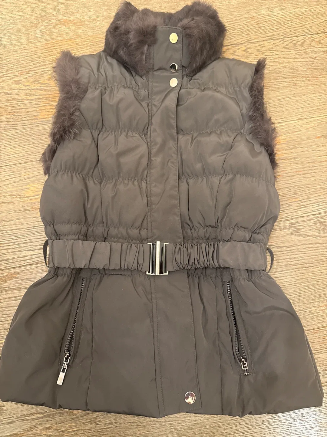 Fur Trimmed Puffer Vest - Size small