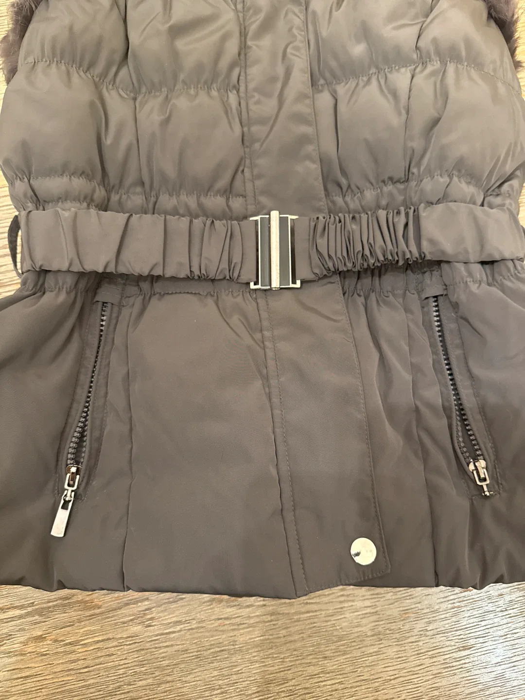 Fur Trimmed Puffer Vest - Size small image indicator(3)