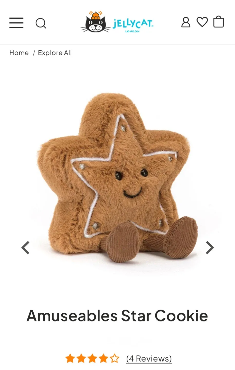 Jellycat Amuseables Star Cookie Plush - New
