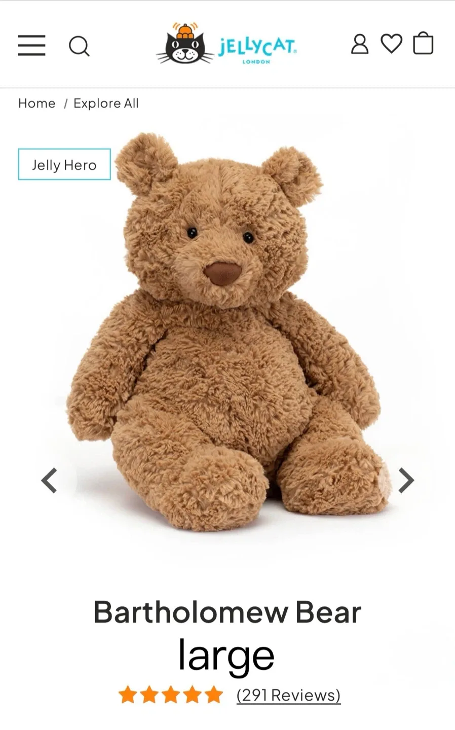 Jellycat Bartholomew Bear - Large