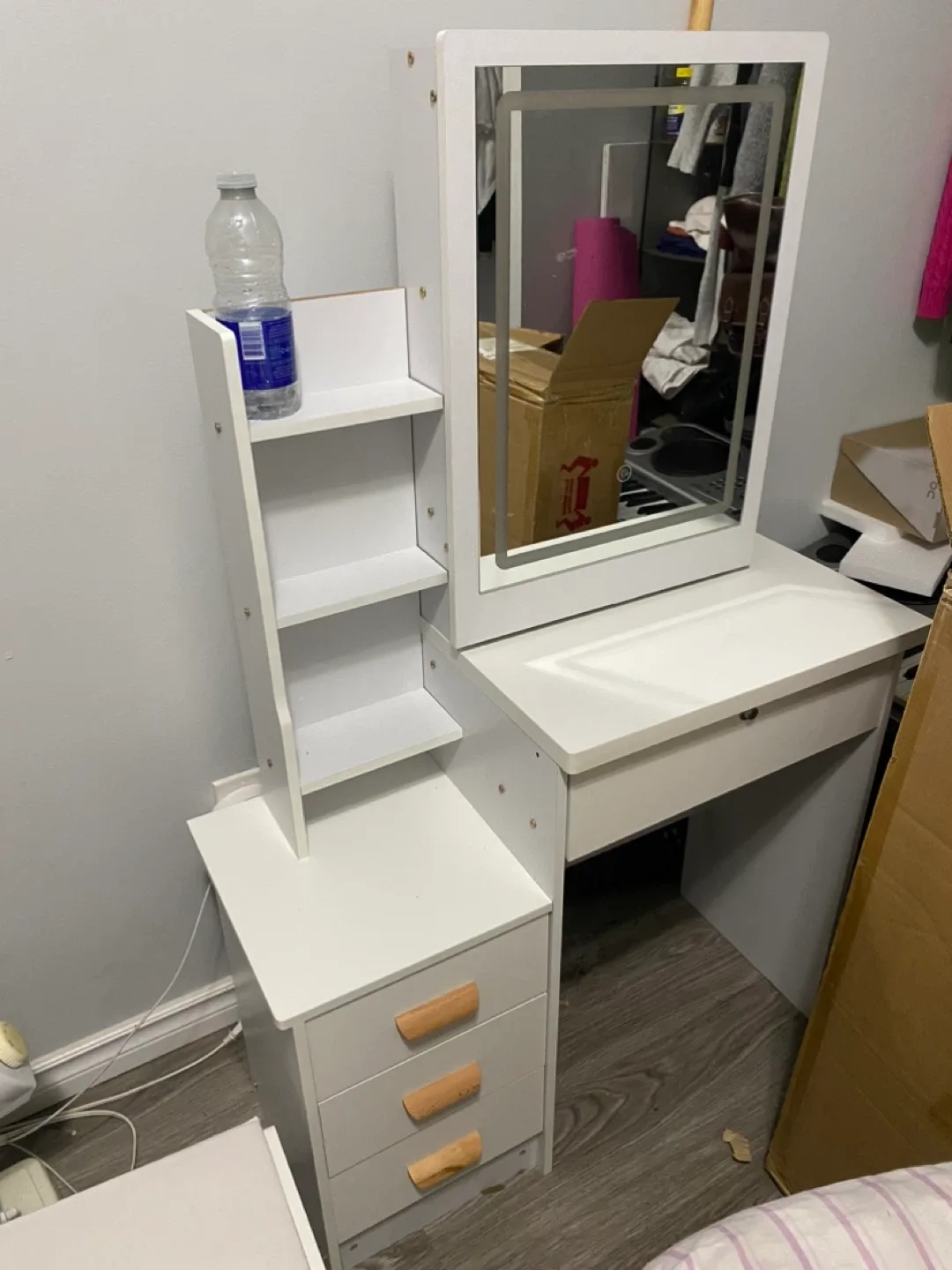 White Vanity Table with Mirror & Stool image indicator(4)