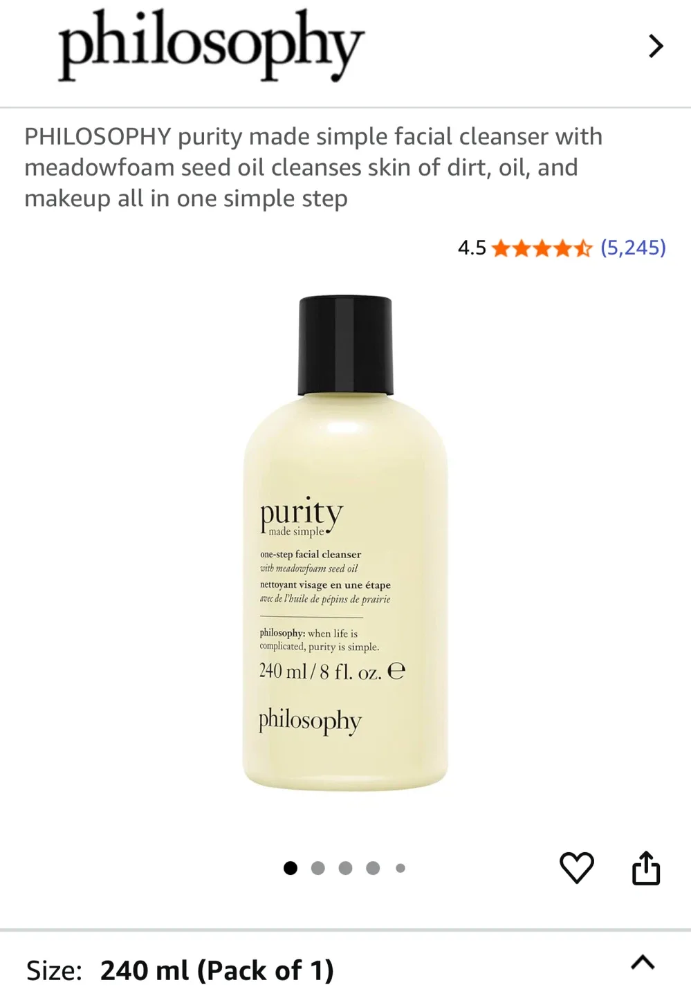 Philosophy Purity Made Simple Facial Cleanser - 240ml