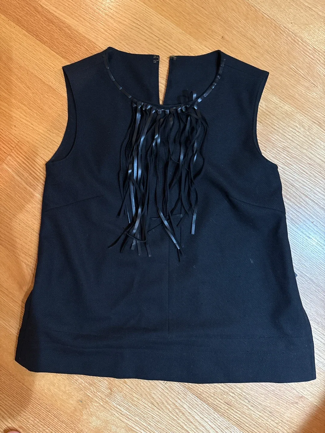 Black Sleeveless Top with Fringes