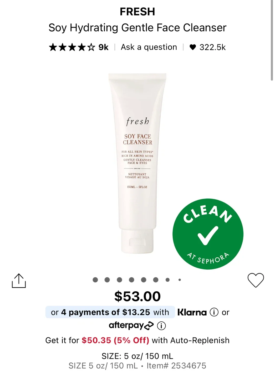 FRESH Soy Hydrating Gentle Face Cleanser - 150mL