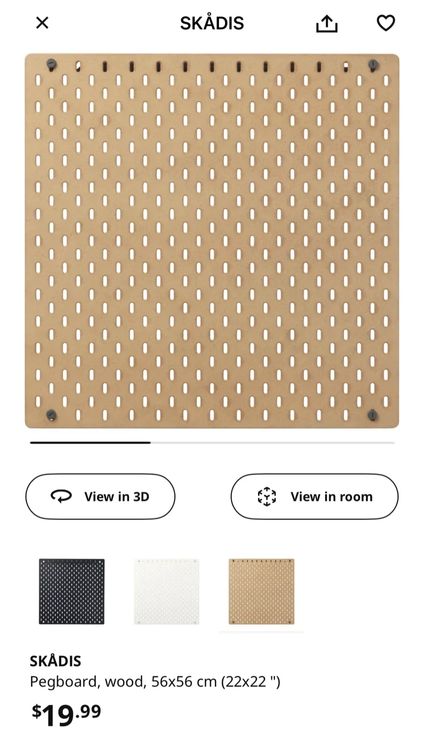 IKEA SKÅDIS Pegboard - 56x56 cm