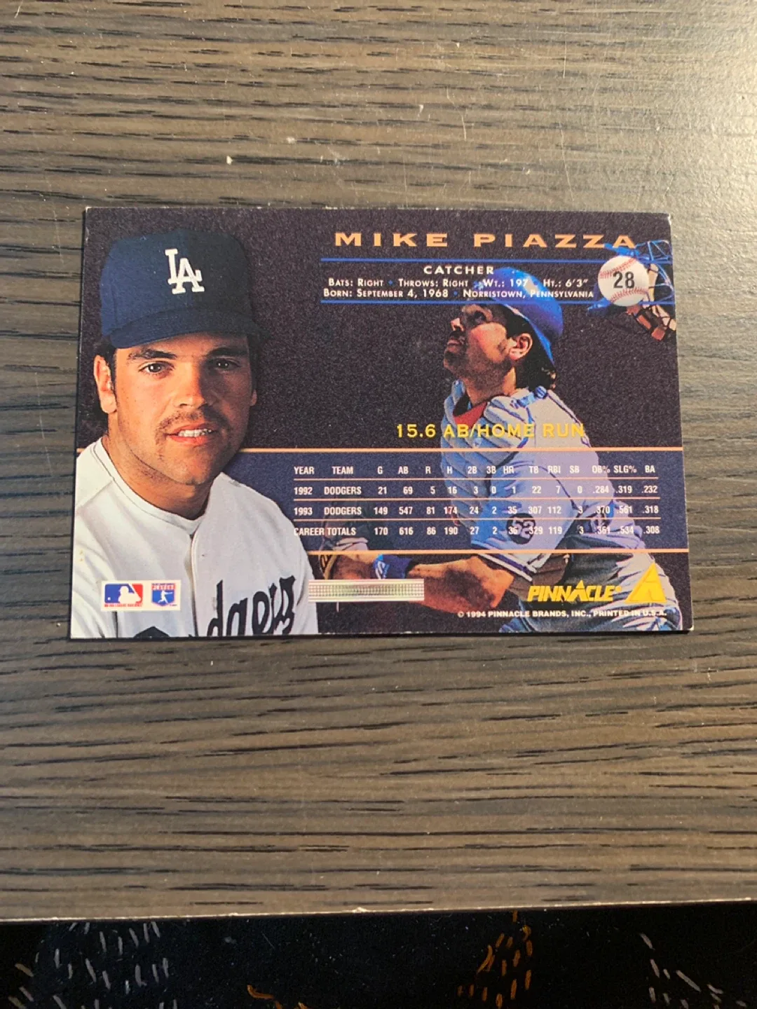 Mike Piazza Baseball Card - Dodgers, Pinnacle image indicator(2)