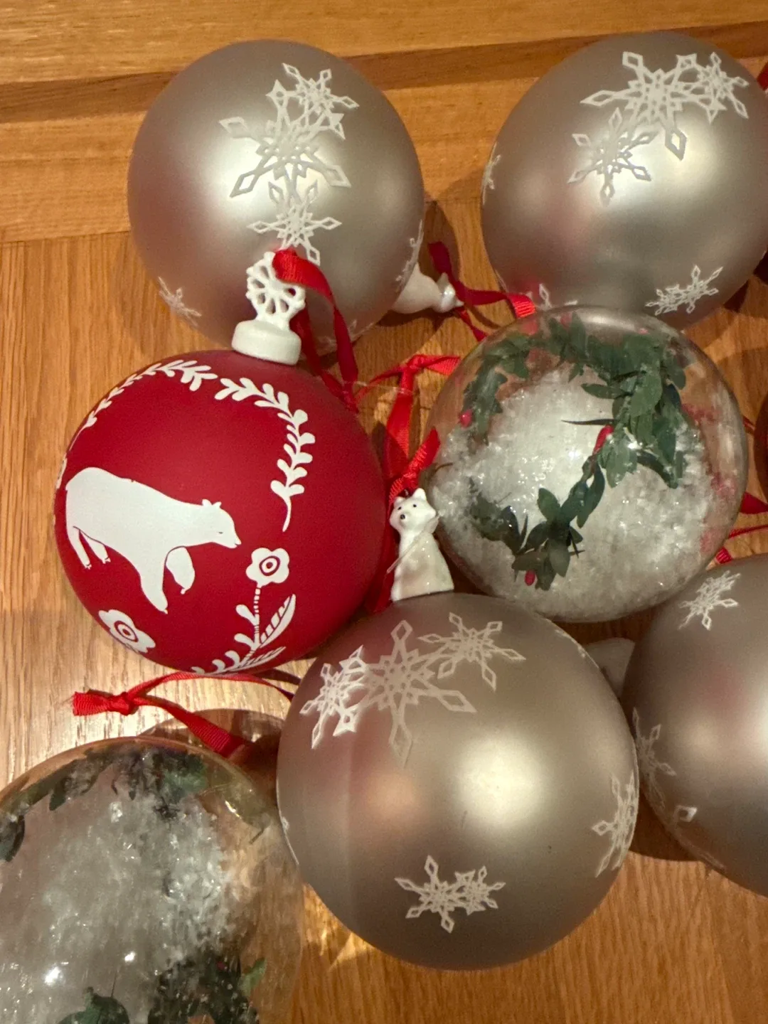 Crate & Barrel Christmas Ornaments - Red, Silver, Clear image indicator(2)