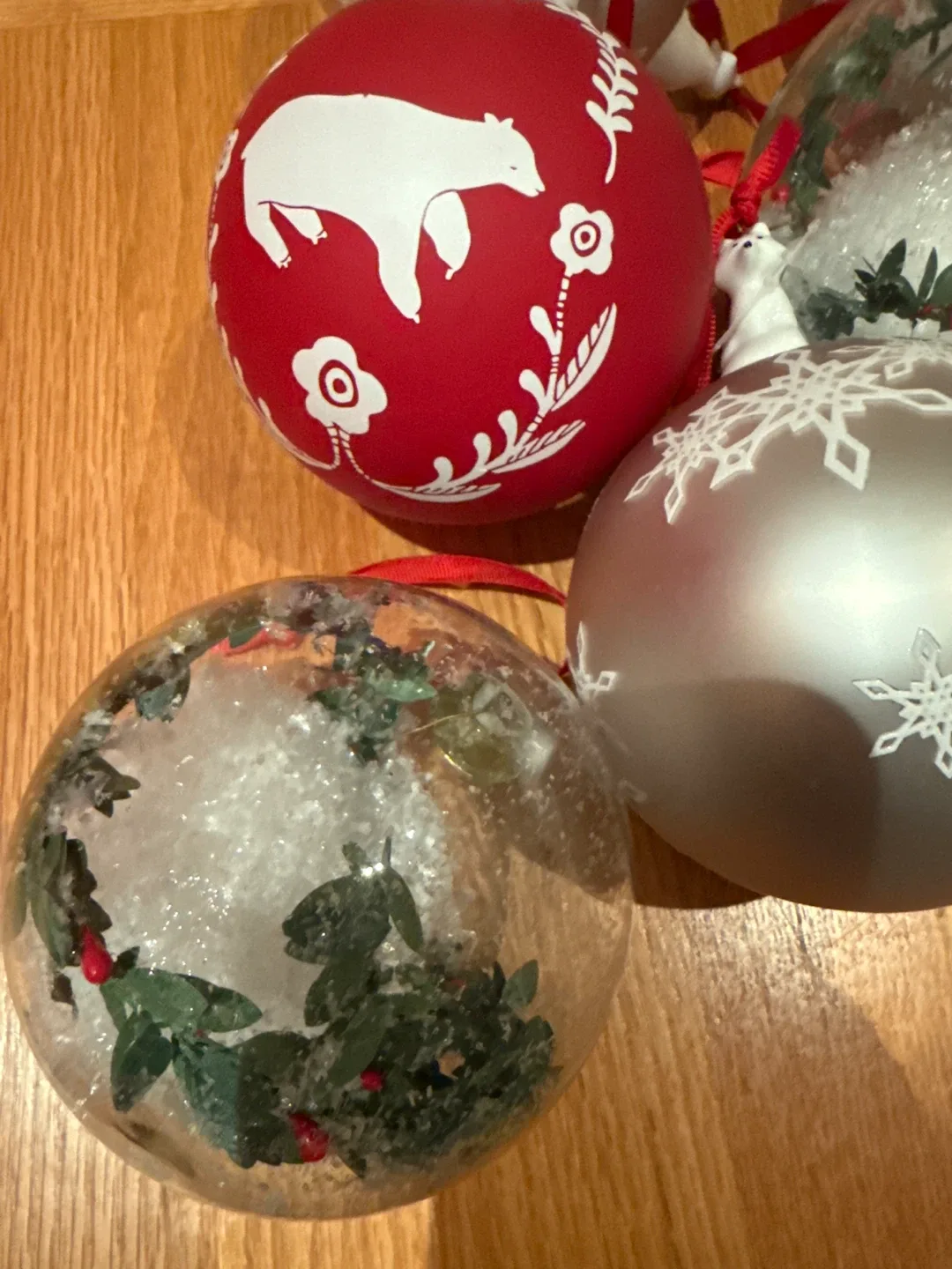 Crate & Barrel Christmas Ornaments - Red, Silver, Clear image indicator(3)