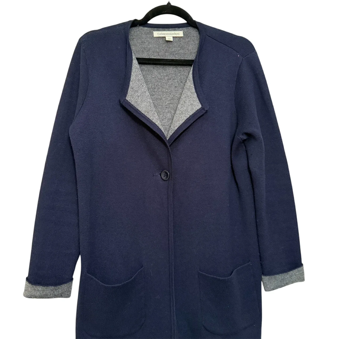 Catherine Malandrino Wool Blend Navy Cardigan
