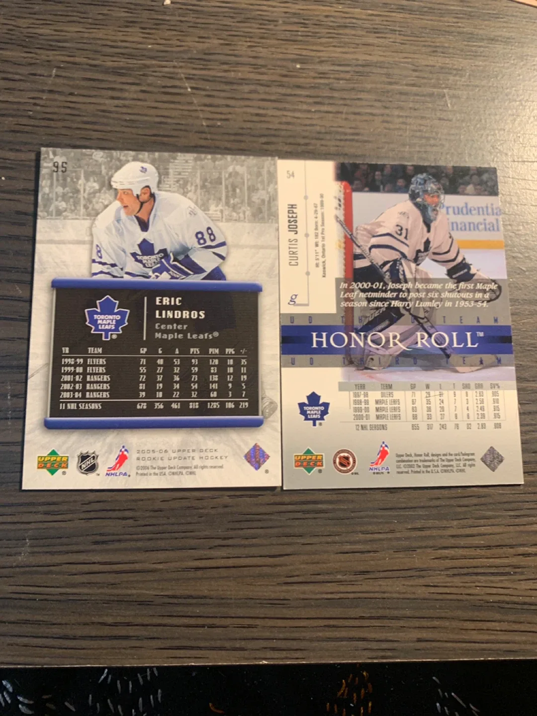 Maple Leafs Eric Lindros & Curtis Joseph Hockey Cards image indicator(2)