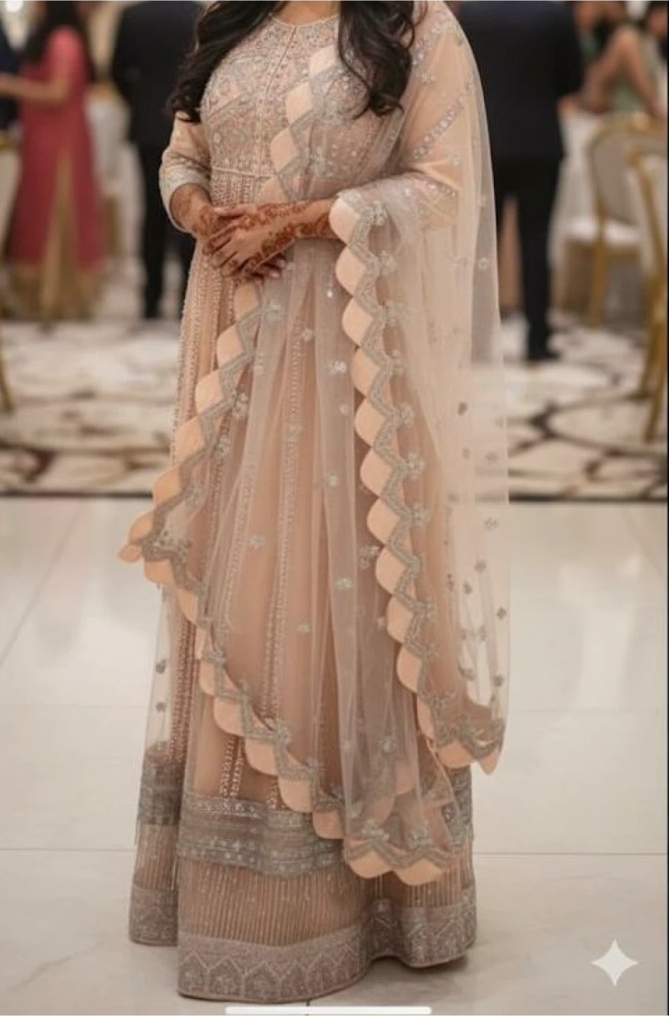 Peach Anarkali Dress with Dupatta
