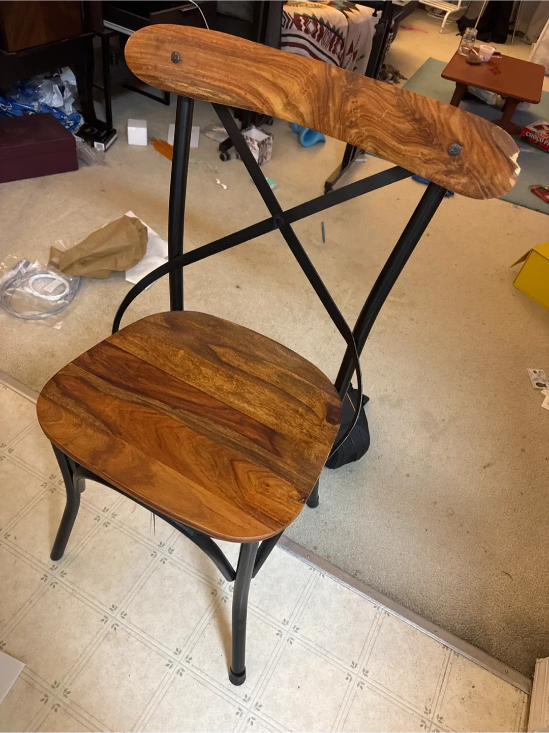 Wooden Dining Chair with Metal Frame image indicator(2)