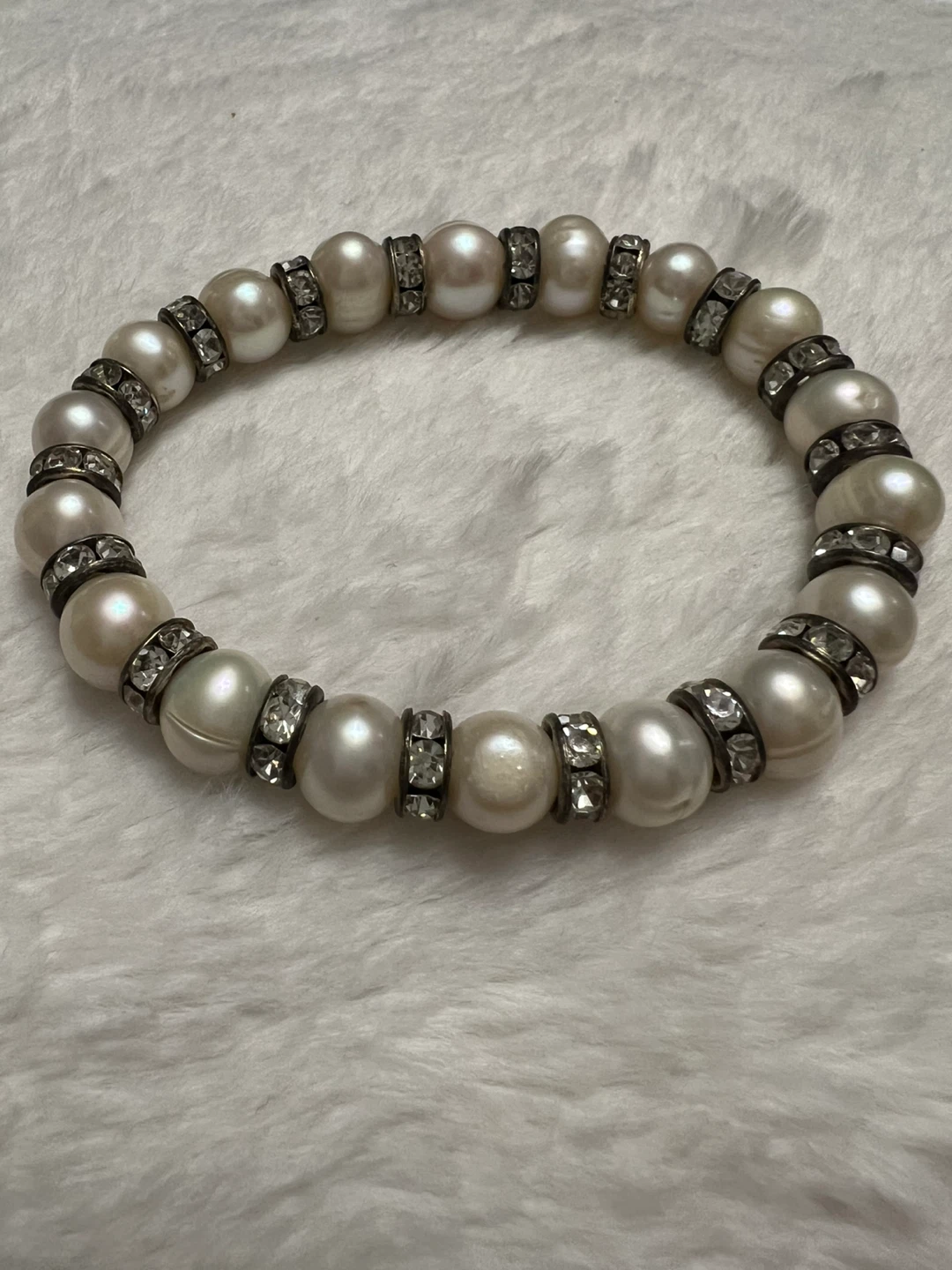 Pearl Bracelet with Rhinestone Accents