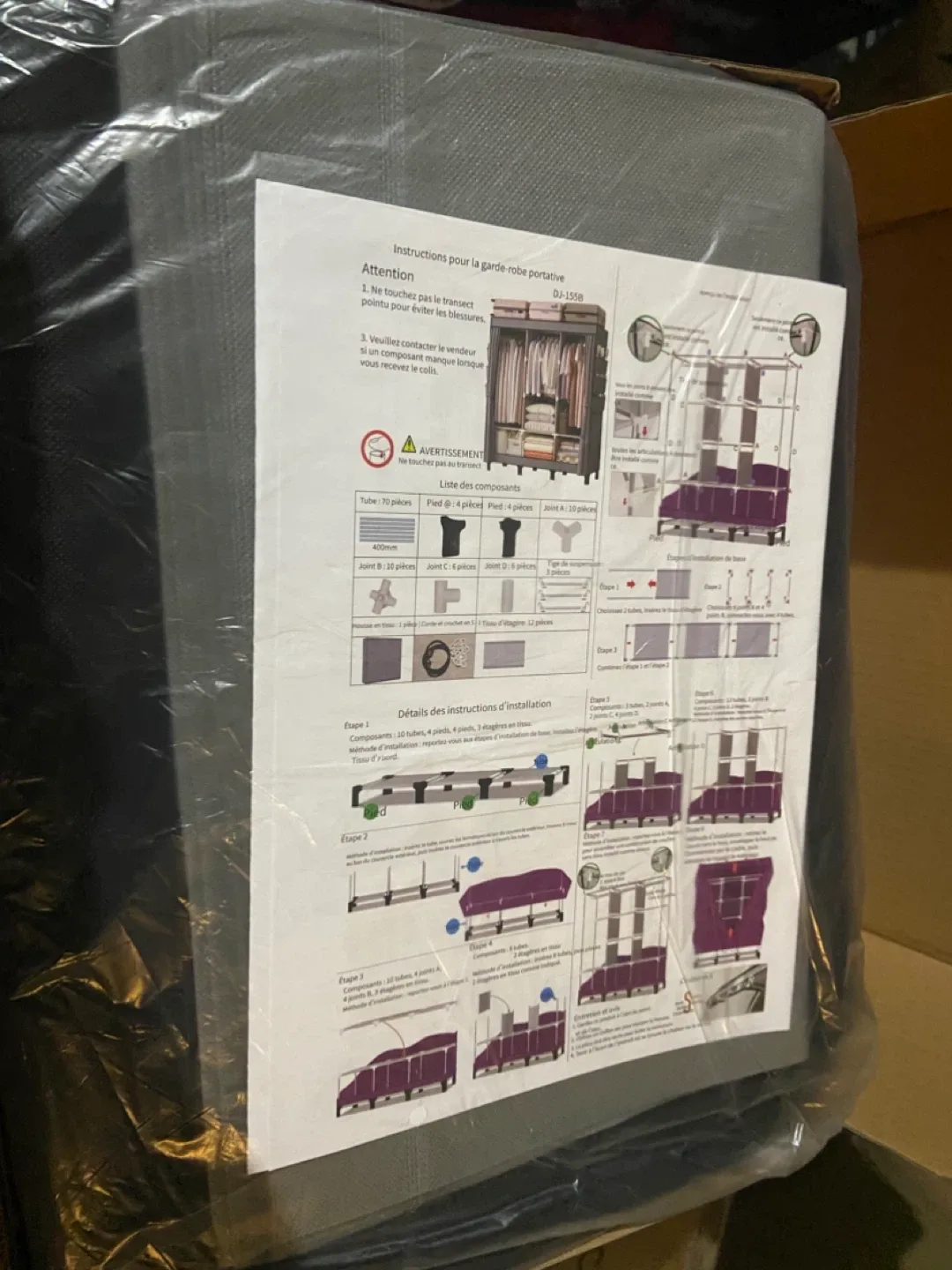 Portable Wardrobe Closet Storage Organizer - Black image indicator(5)