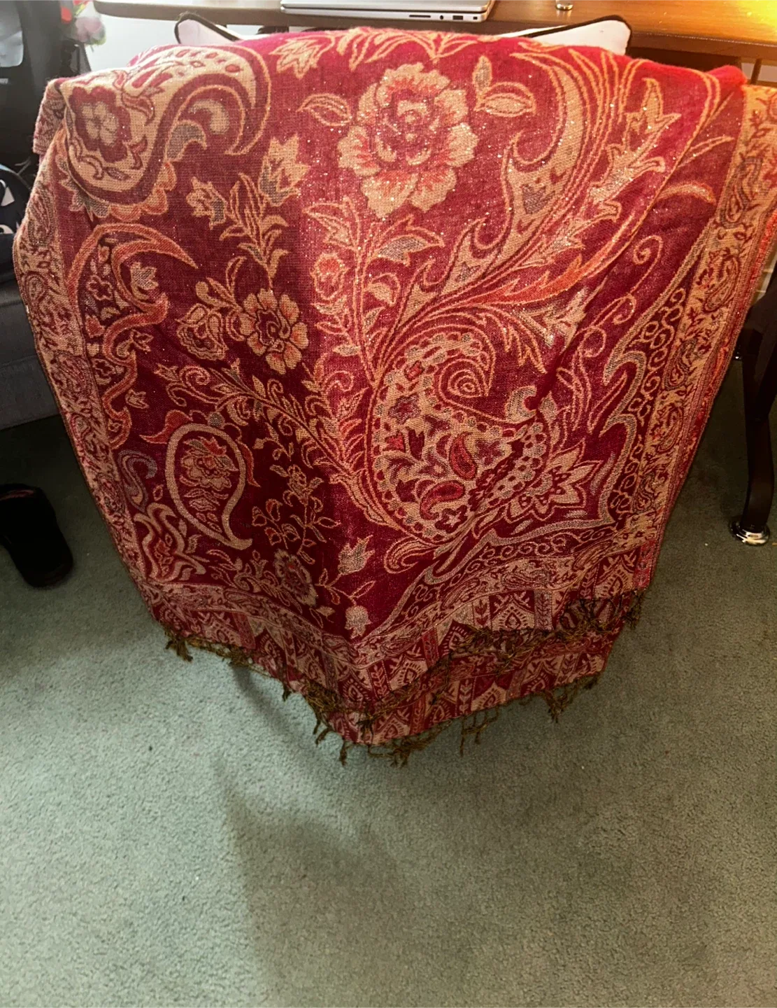Red Paisley Patterned Scarf