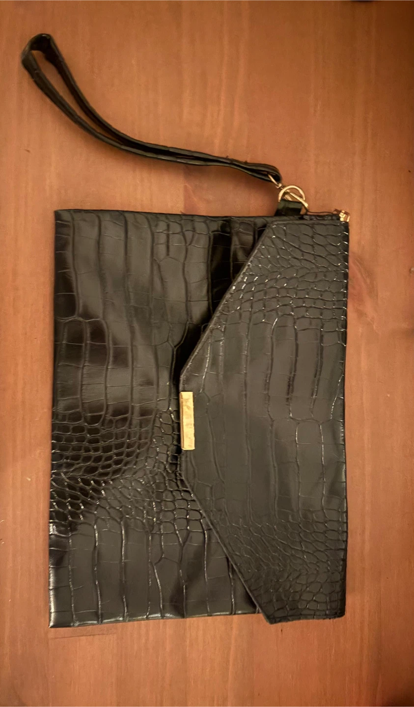 Black Crocodile Clutch