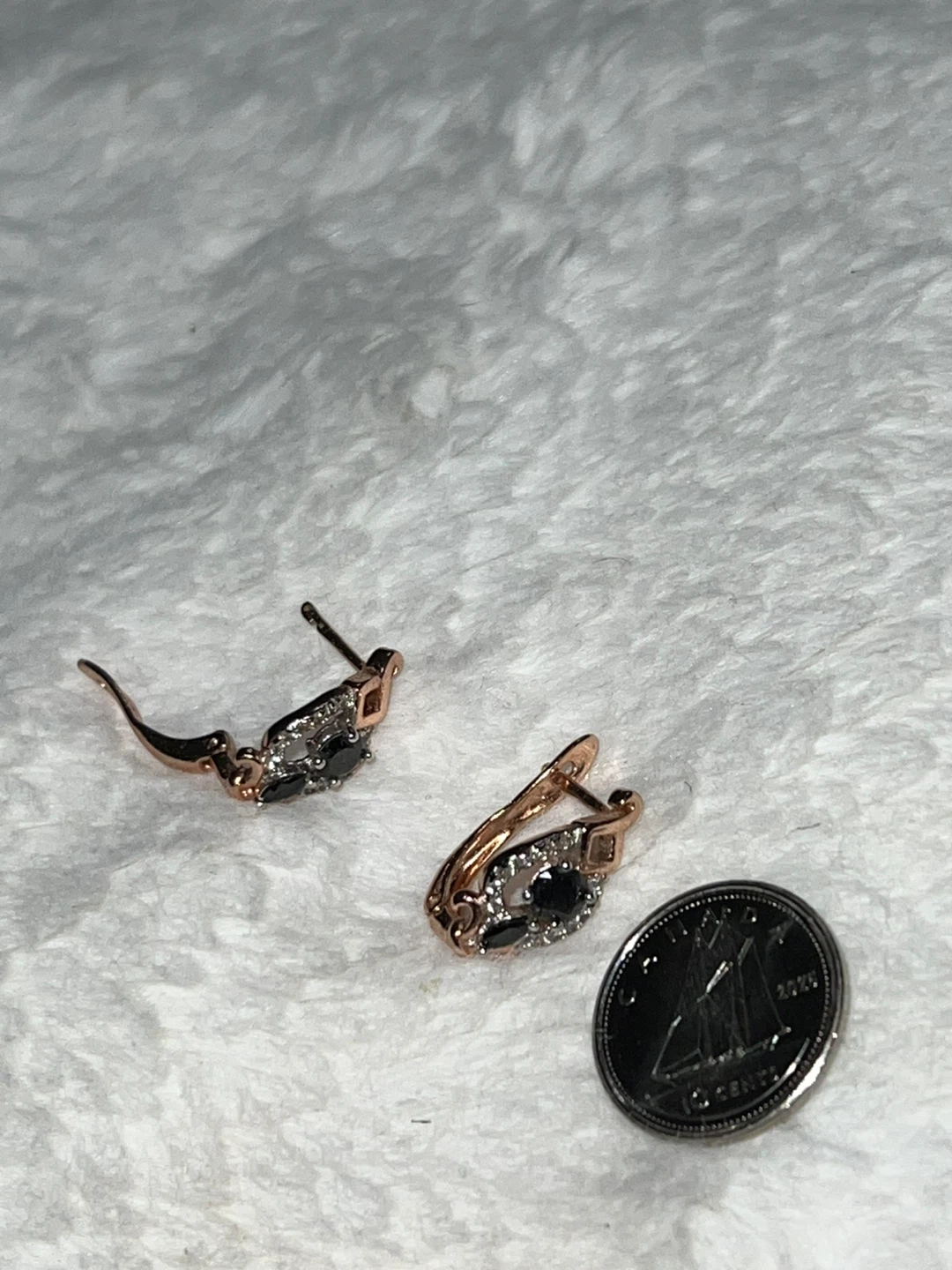Rose Gold tone Earrings with Black Stones - photo 4