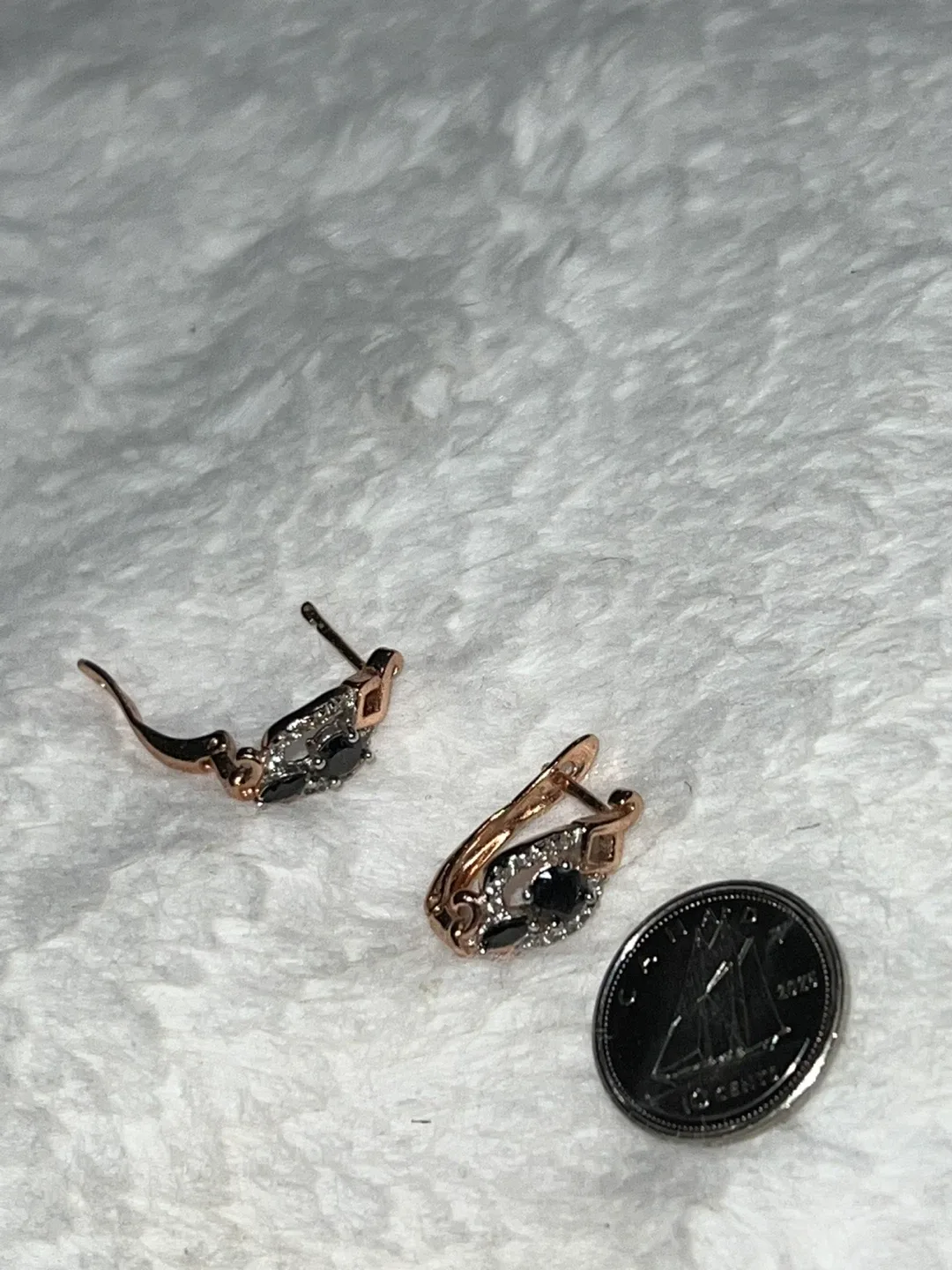 Rose Gold tone Earrings with Black Stones image indicator(5)