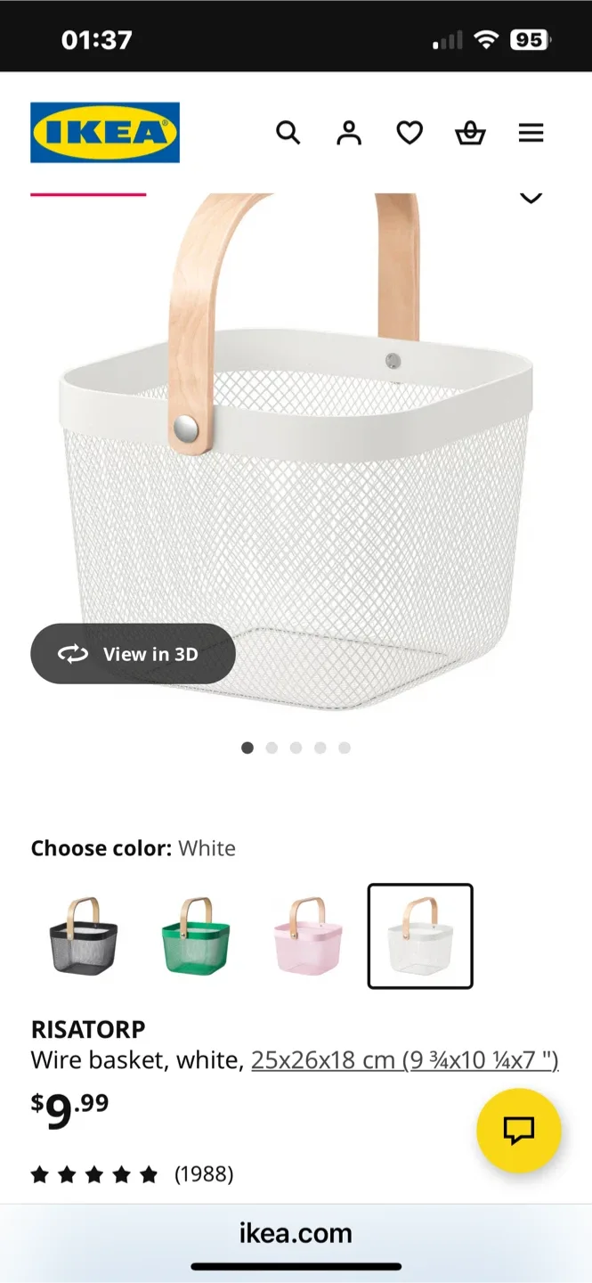 IKEA RISATORP Wire Basket - White image indicator(5)