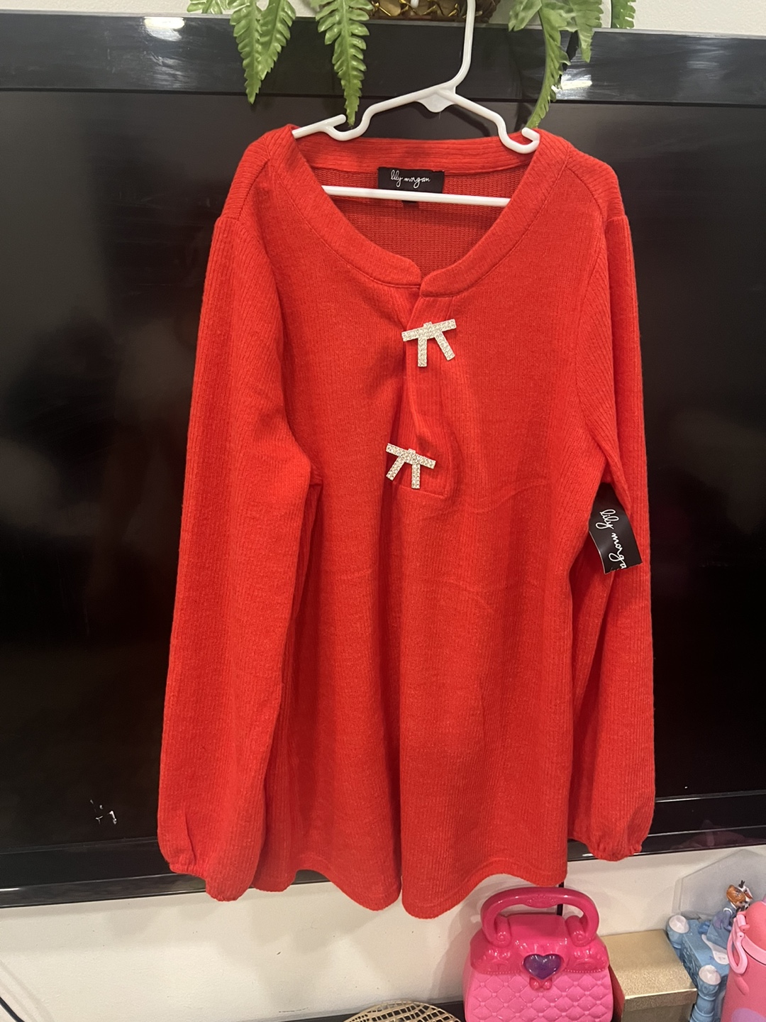 Lily Morgan Red Long Sleeve Top medium size