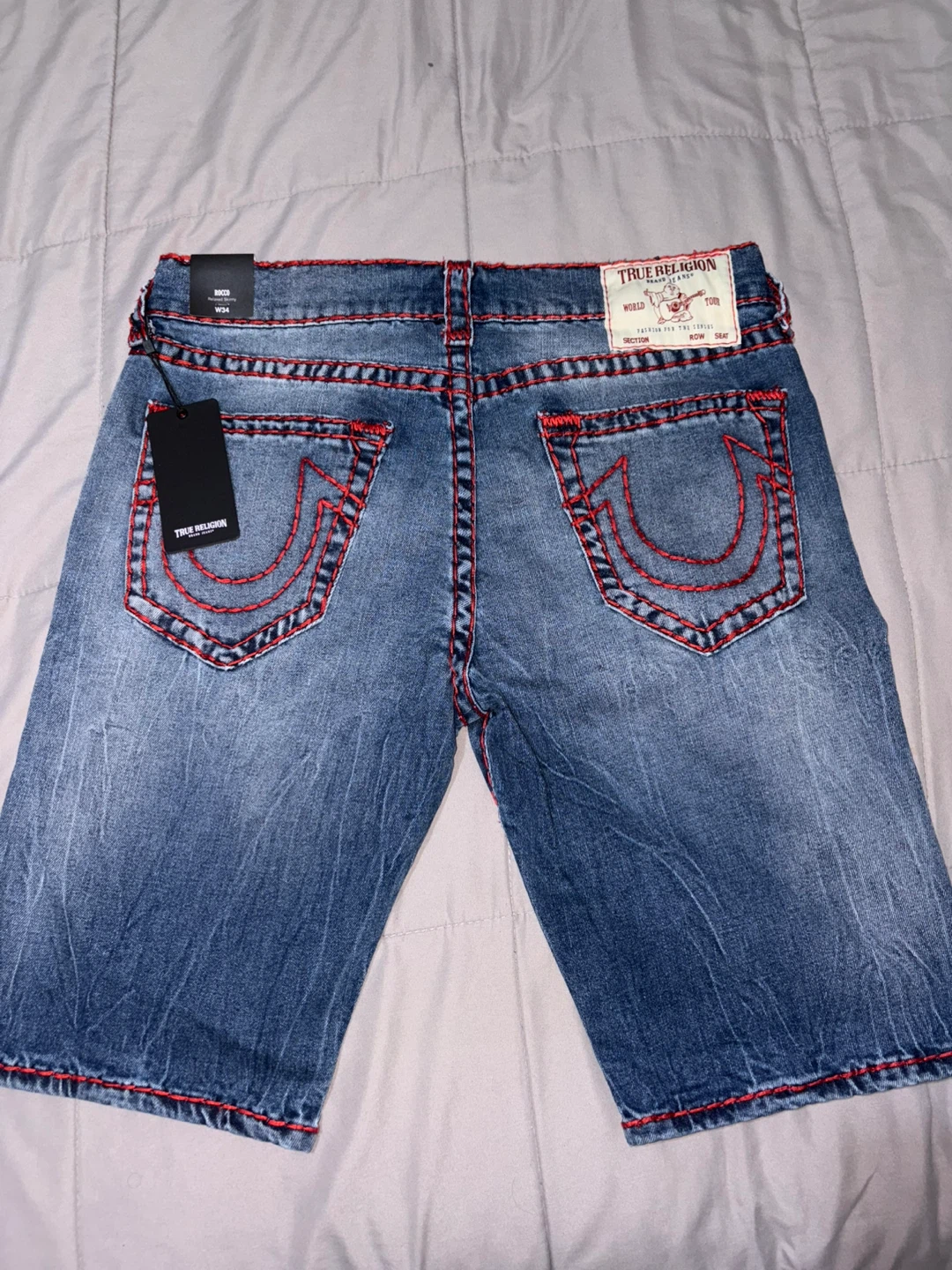 True Religion Rocco Super T NF Denim Shorts Sz 34