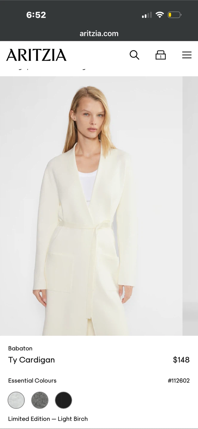Aritzia Babaton Ty Cardigan - Light Birch