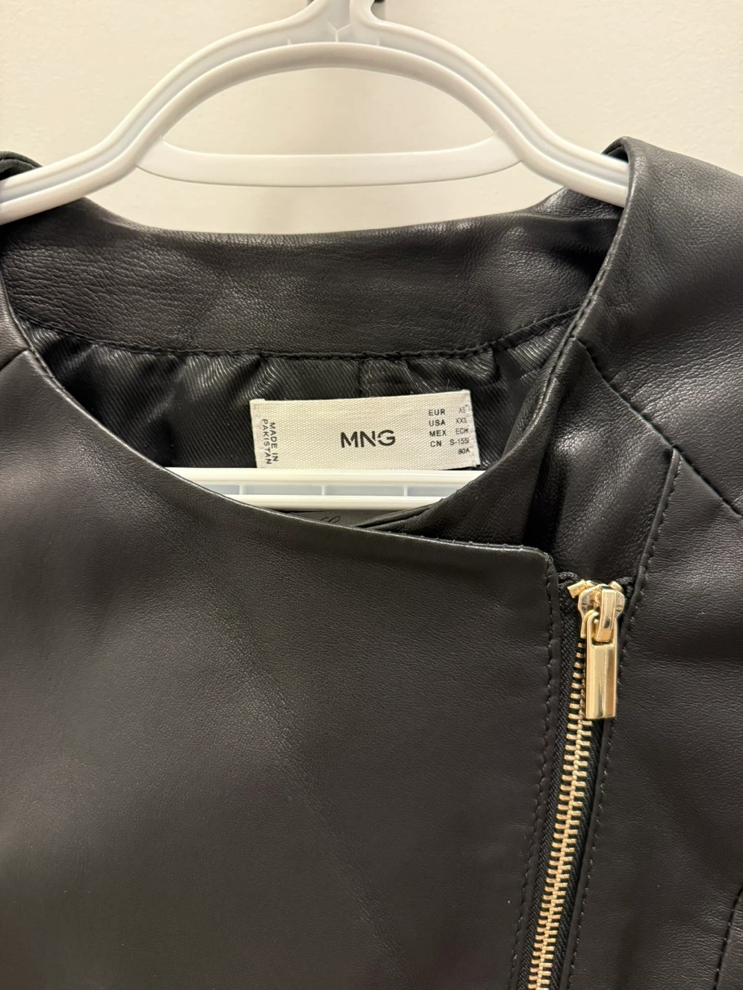 Mango Black Leather Jacket - Size XS - photo 2