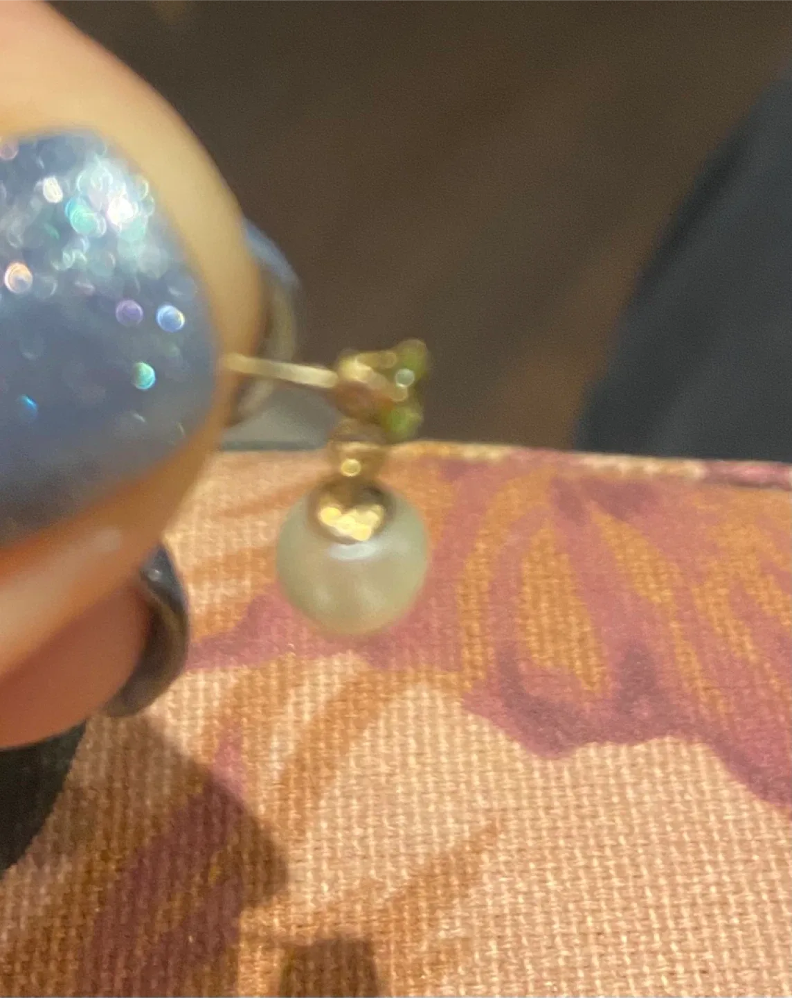 14k Gold Pearl Drop Earrings with Peridot Accent image indicator(3)