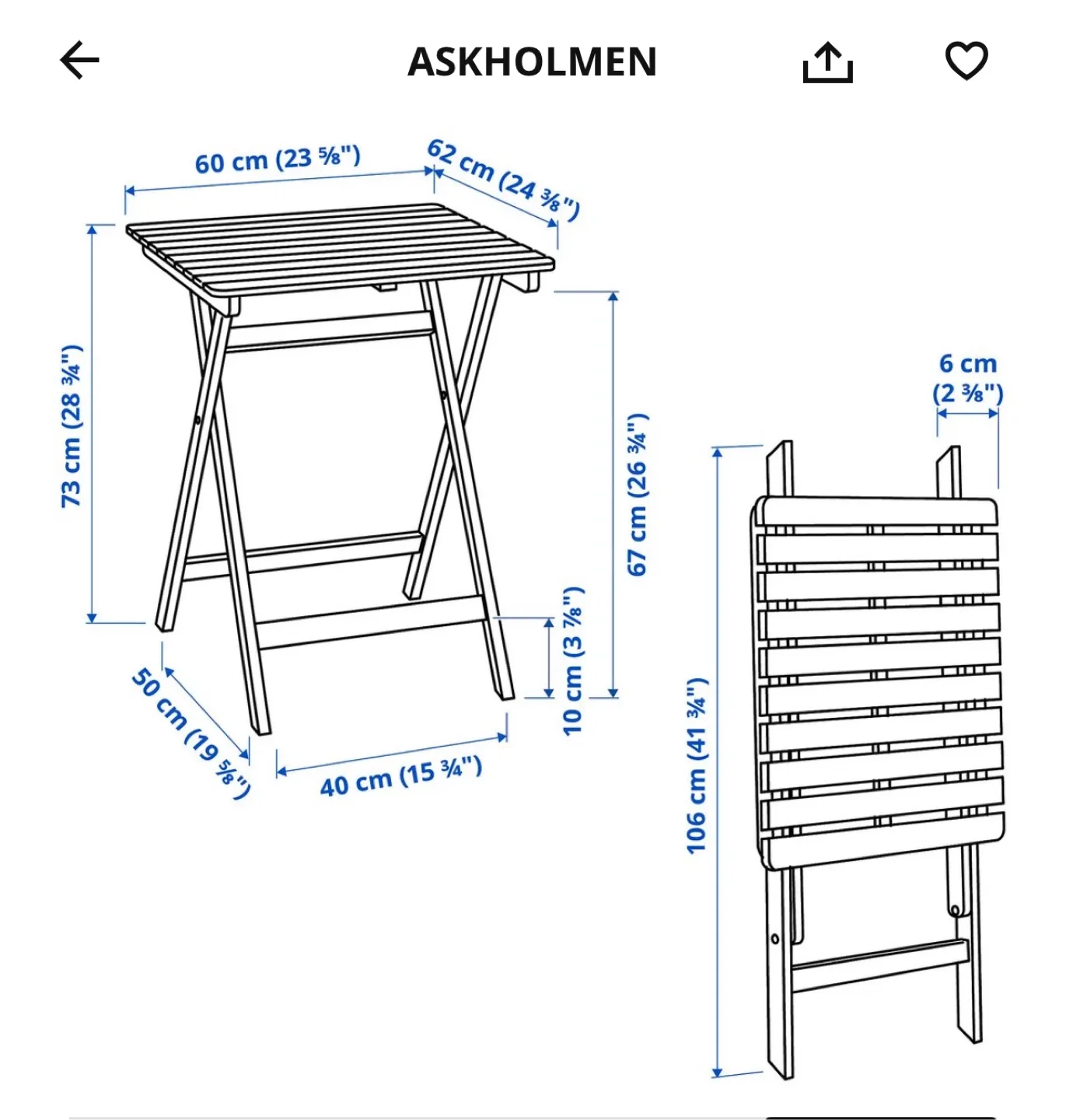 IKEA Askholmen Bistro Set - Table & 2 Chairs image indicator(5)