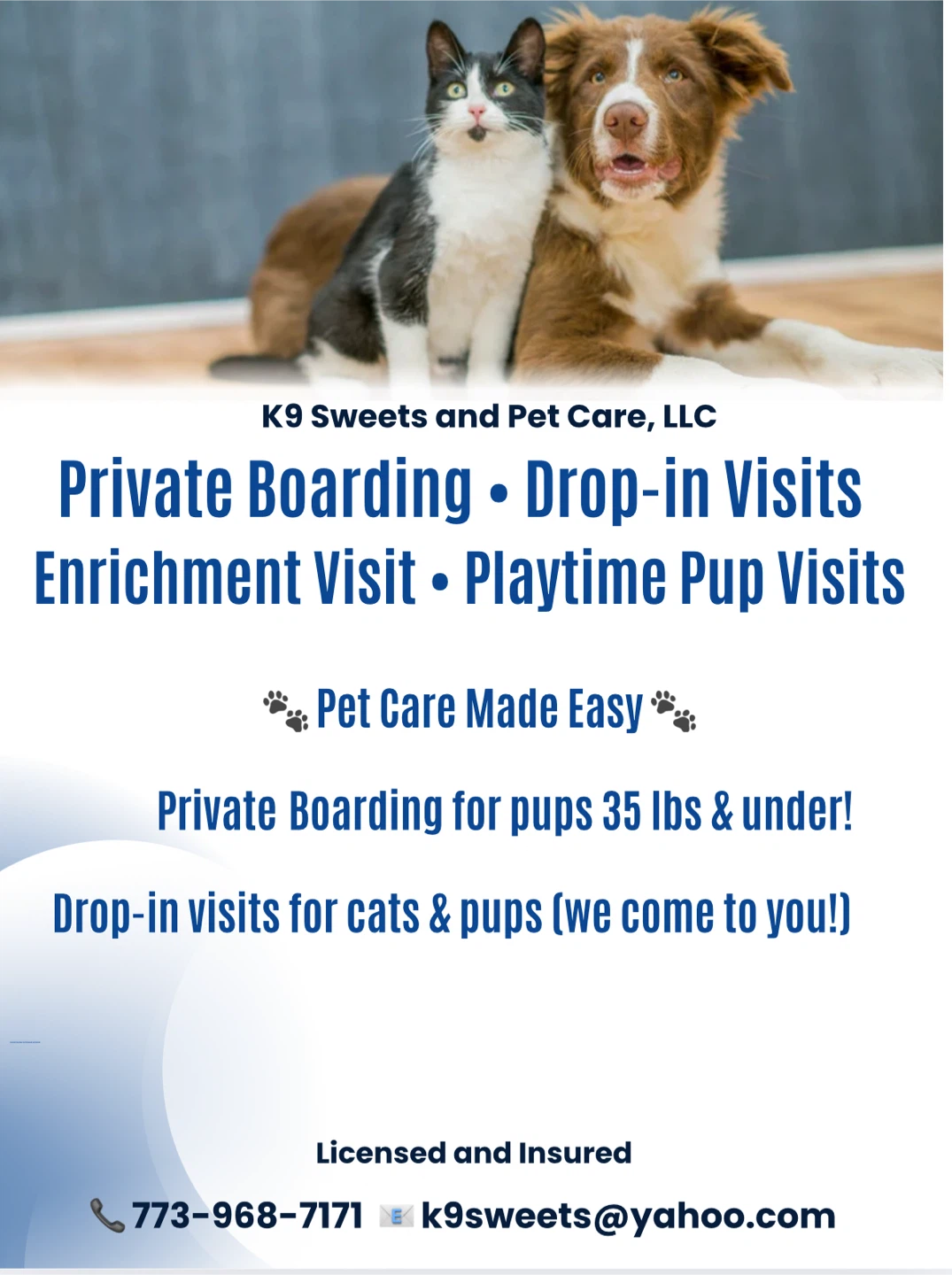 Pet Care | Boarding | Drop-ins | Enrichment visits
