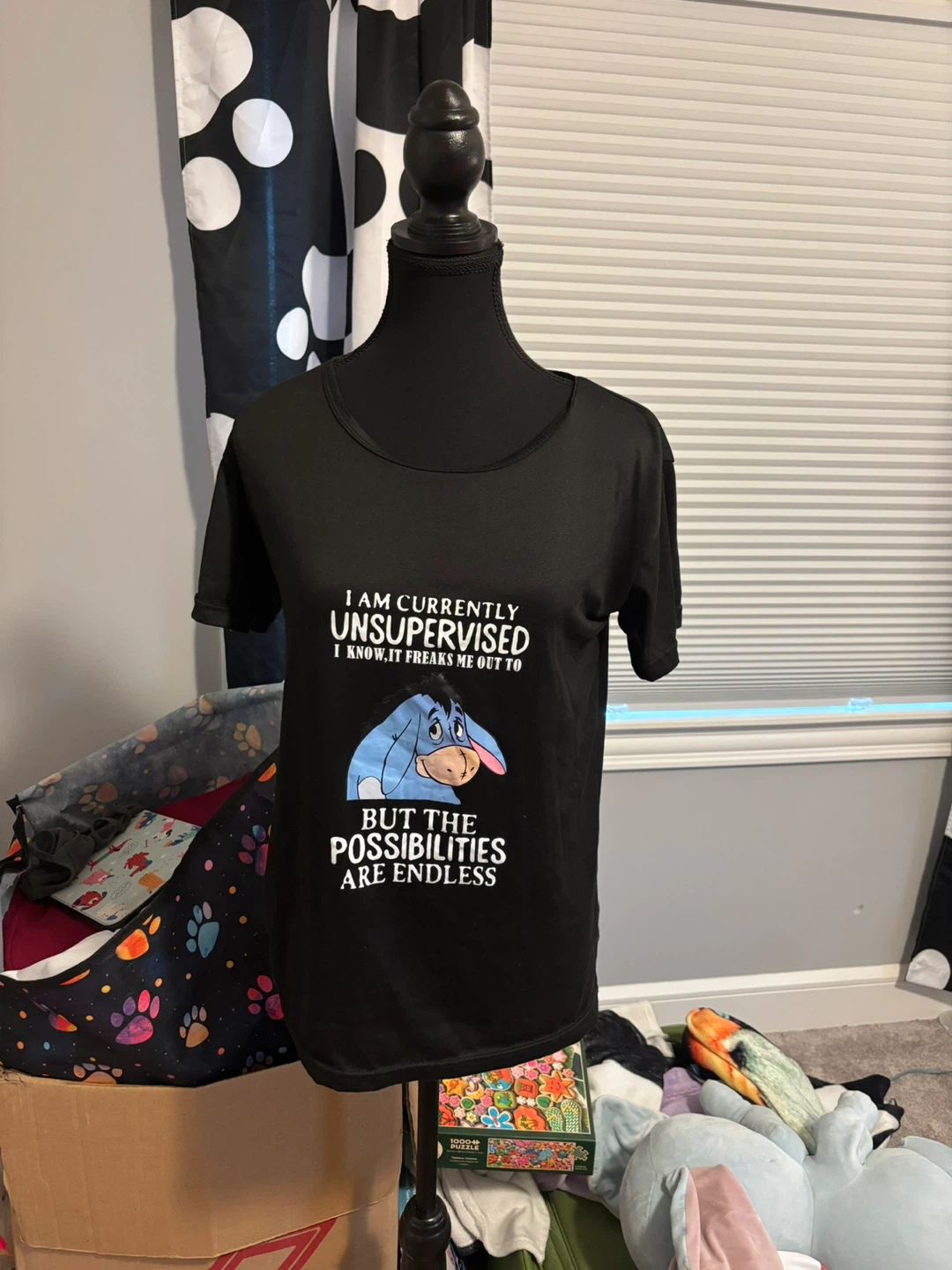 Eeyore 'Unsupervised' Black T-Shirt