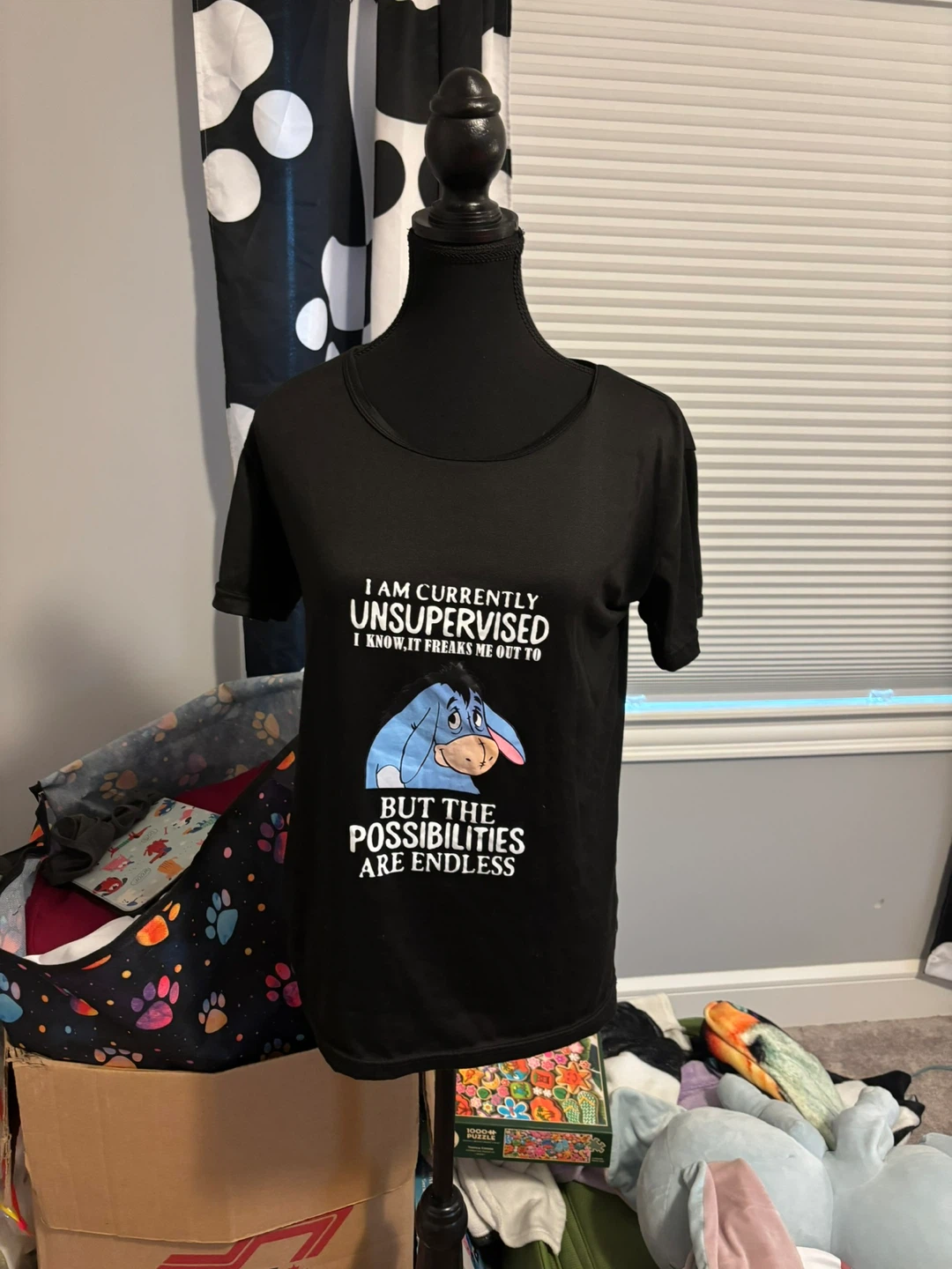 Eeyore 'Unsupervised' Black T-Shirt - photo 4