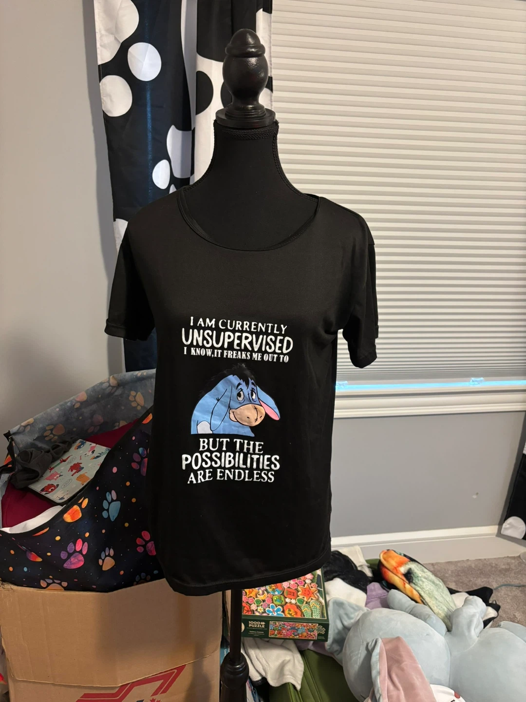 Eeyore 'Unsupervised' Black T-Shirt - photo 5