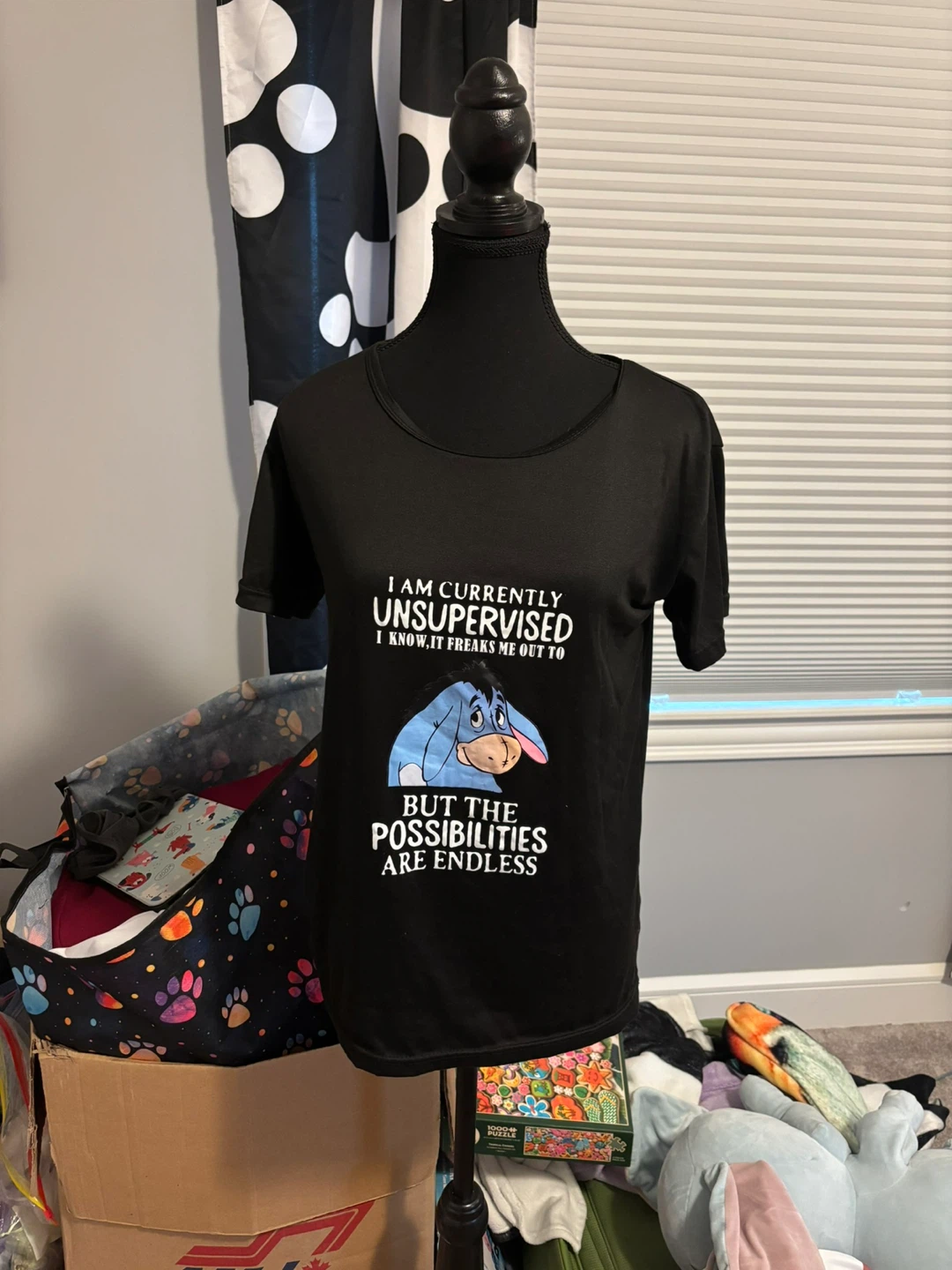 Eeyore 'Unsupervised' Black T-Shirt - photo 3