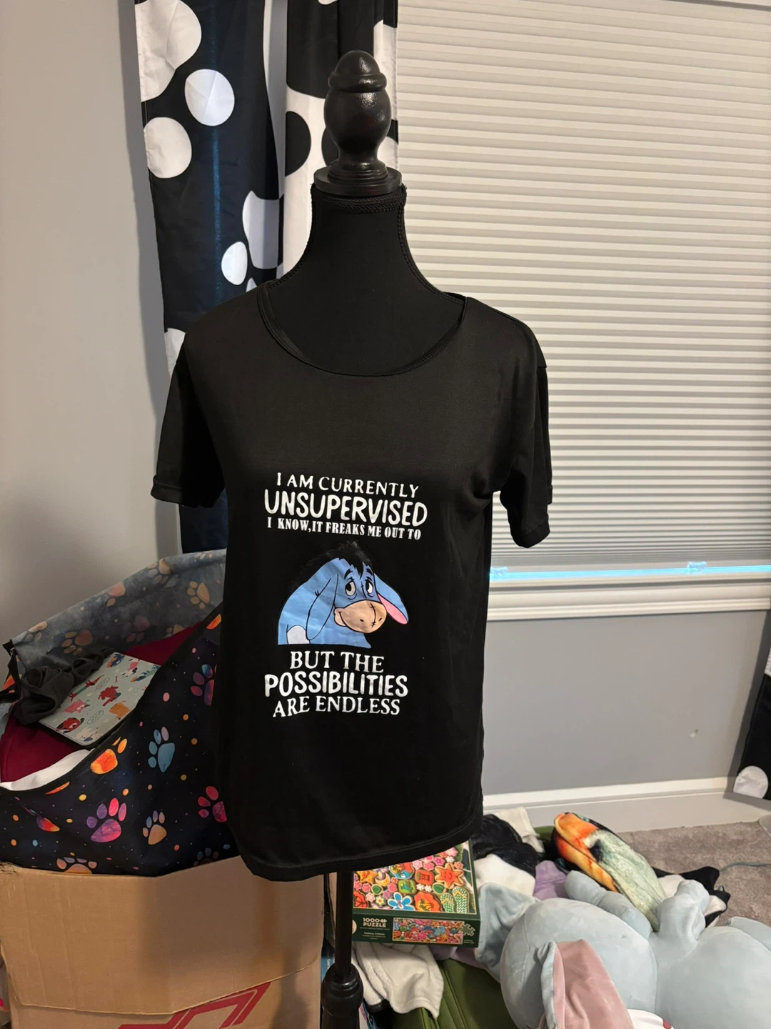 Eeyore 'Unsupervised' Black T-Shirt - photo 2