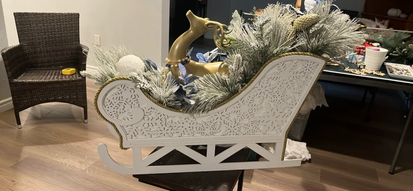 Decorative Christmas Sleigh with Reindeer