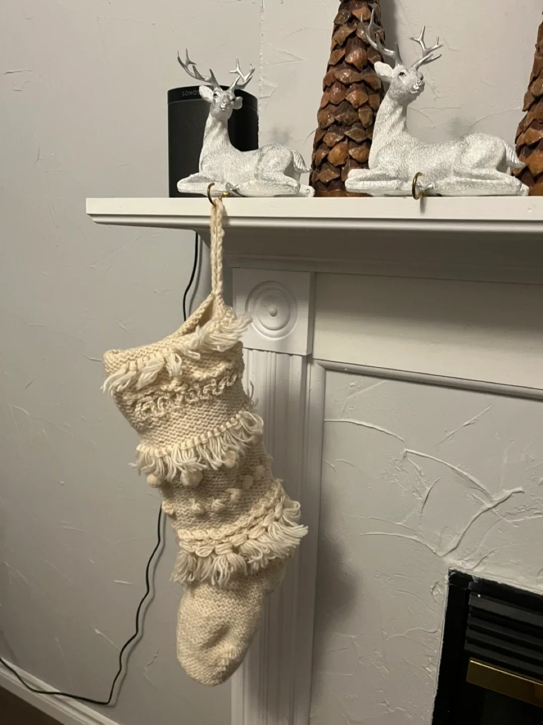 4 Cream Knit Christmas Stocking
