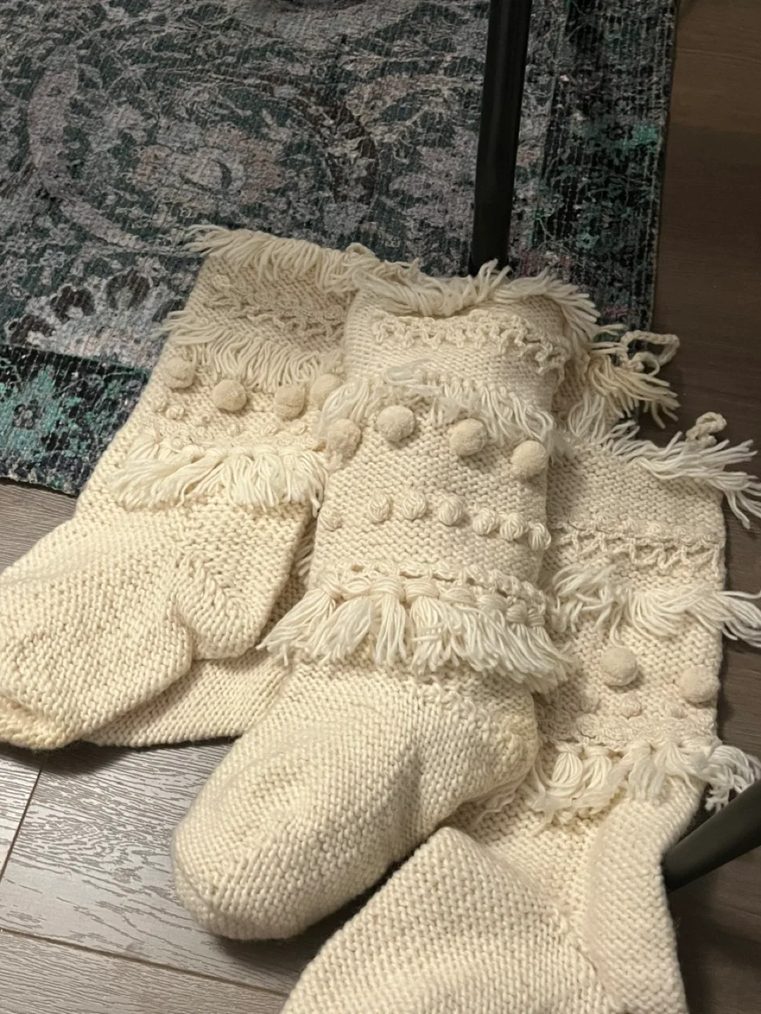 4 Cream Knit Christmas Stocking image indicator(2)