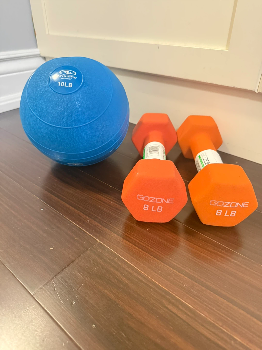 Athletic Works 10lb Medicine Ball + GoZone 8lb Dumbbells