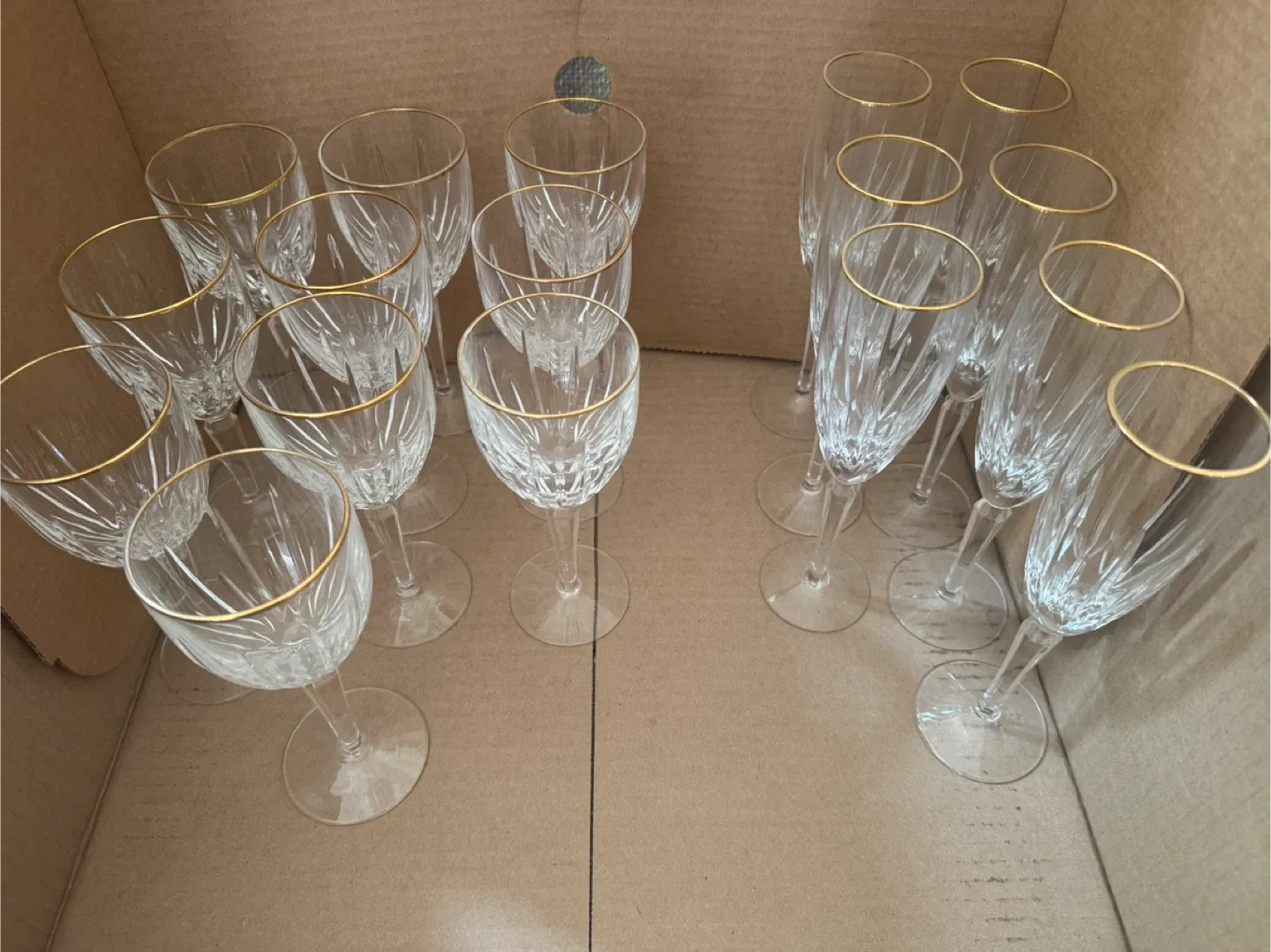 Set of Lenox Crystal Wine & Champagne Glasses with Gold Trim image indicator(2)